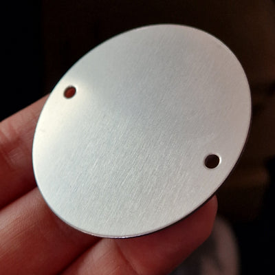 Brushed Aluminium Labels 50mm With Two Mounting Holes