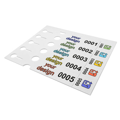 Large Custom Printed and Numbered Loop Lock Labels 250x38mm With Tear Off Stud