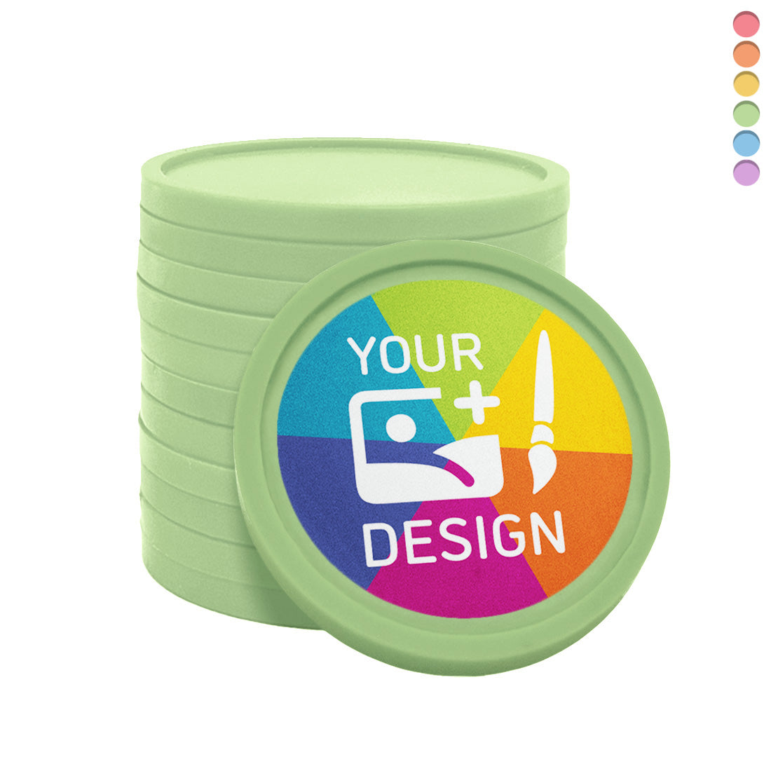 Custom Printed Round Recycled Plastic Tokens 29mm - MOQ 100