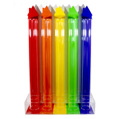 Large 5 Tube Reward Token Collector, Red, Orange, Yellow, Green and Blue