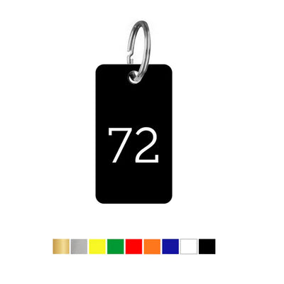 Rounded Rectangle Acrylic Key Tags with Number Engraving Vertical