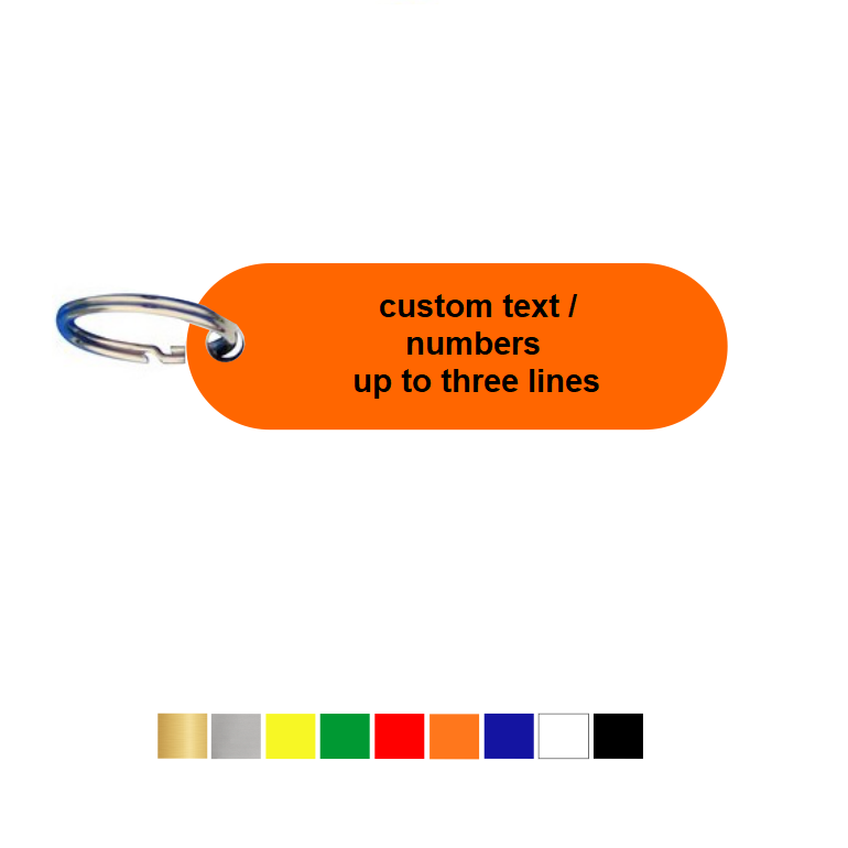 Small Oval Acrylic Key Tags with Up To Three Lines Text/Number Engraving