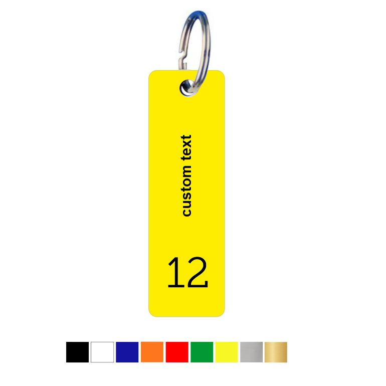 Small Rectangle Acrylic Key Tags with Text and Number Engraving