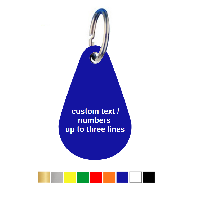 Teardrop Acrylic Key Tags with Up To Three Lines Text/Number Engraving