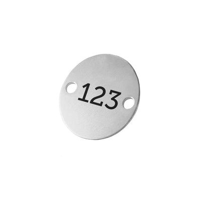Round Metal Number Tags With Two Key Holes Custom Number Engraving 30mm