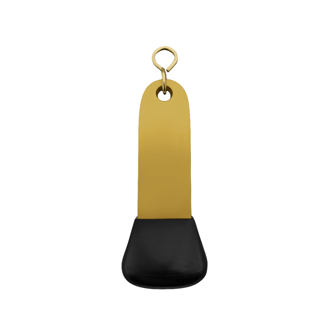 Big Gold Rectangle Aluminium Hotel Key Tag With Rounded Top and Black Rubber Cap and Gold S-hook Fastener 115x30mm Model: Camber