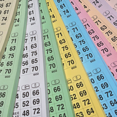 Classic Paper Bingo Game Cards Close Up