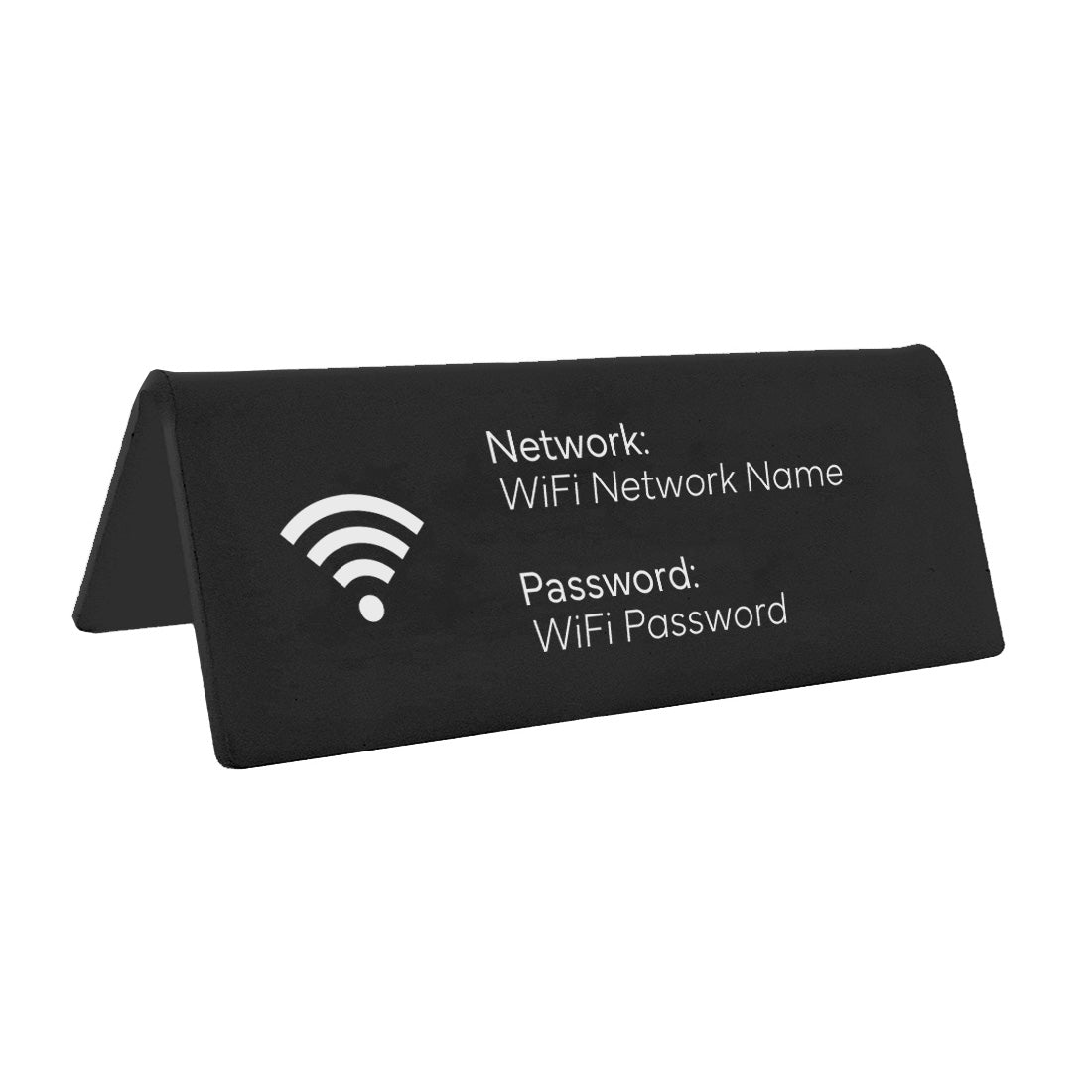 WIFI Login Table Sign With Network Name and Password In Black Colour With White Engraving
