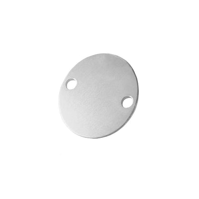 Blank Round Aluminium Tag With Two Drill Holes Left and Right, 30mm Brushed Silver