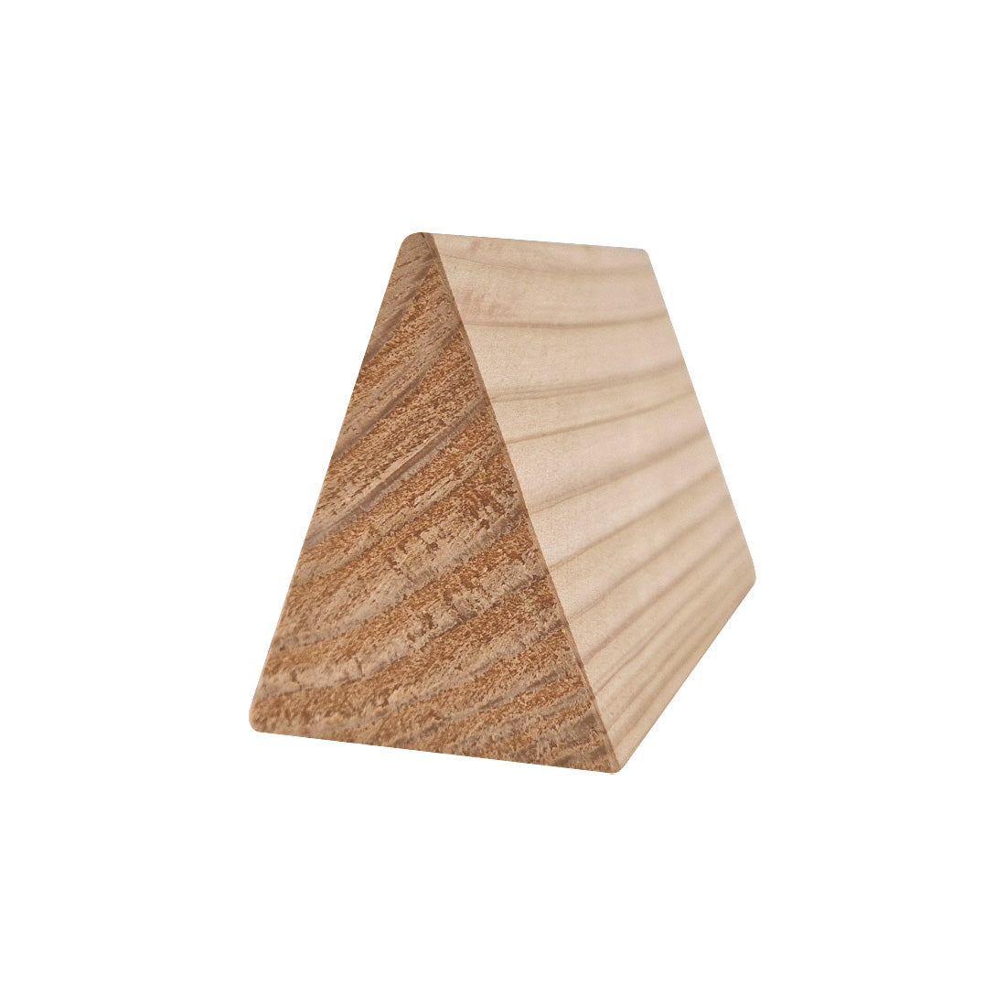 Wood Triangle Block Table Sign Front View Douglas Wood Side View