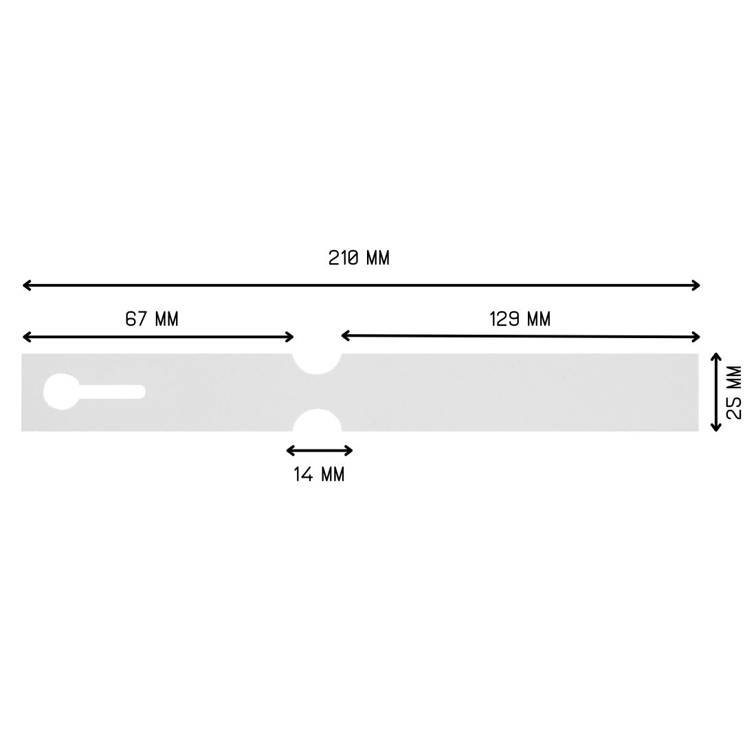 White self-locking loop lock label, 210mm x 25mm