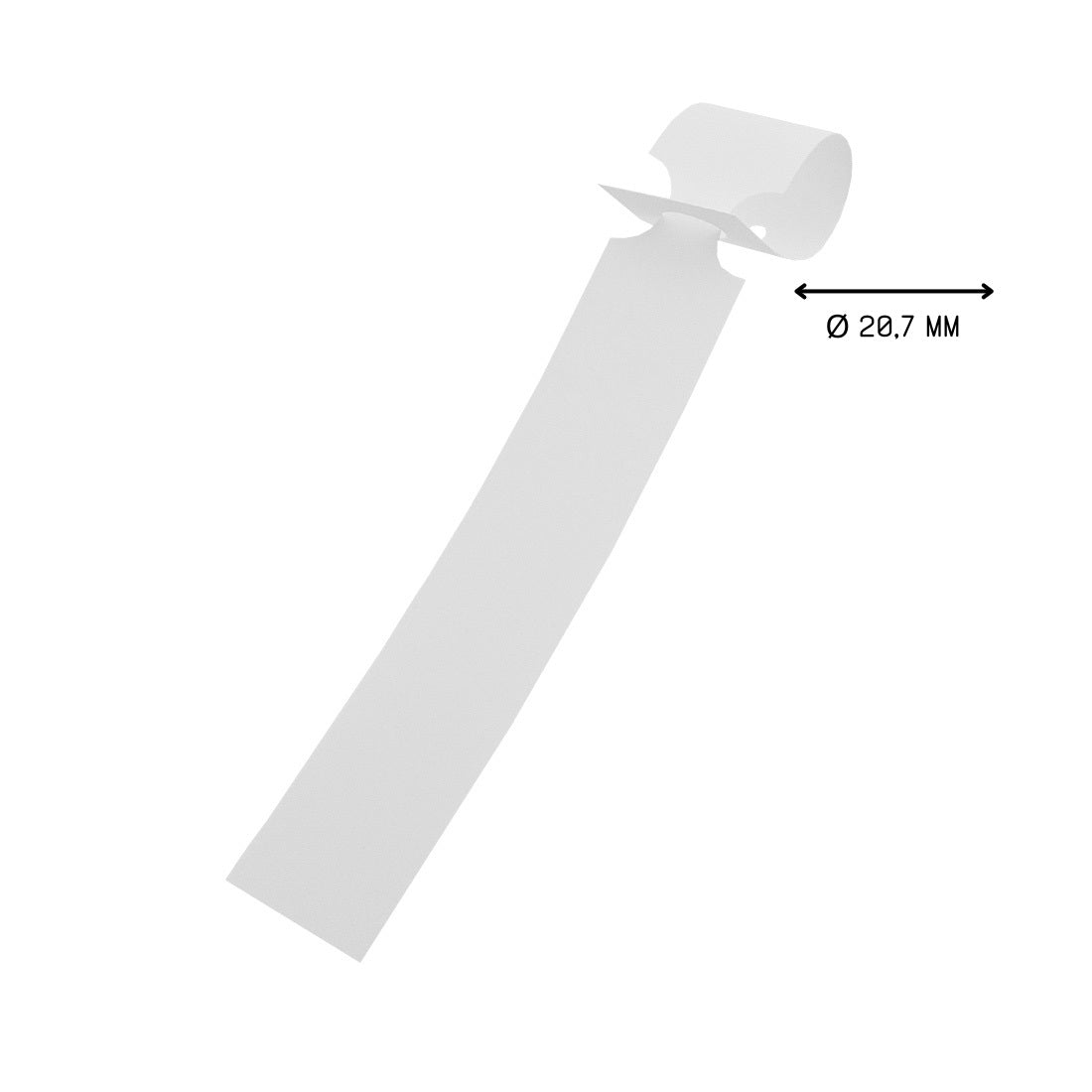 Loop lock label demonstrating the 20.7mm loop diameter
