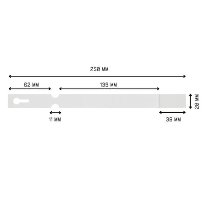 Blank Loop Tags for Laser Printer With Tier-off Strip 250x20mm