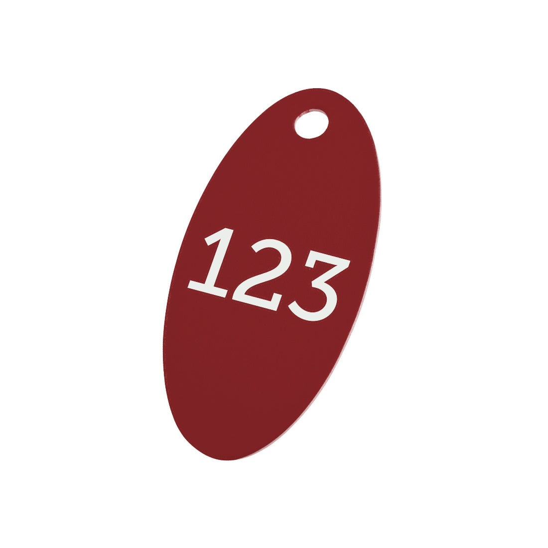Red Oval Anodised Aluminium Number Tags With One Hole 50x25mm