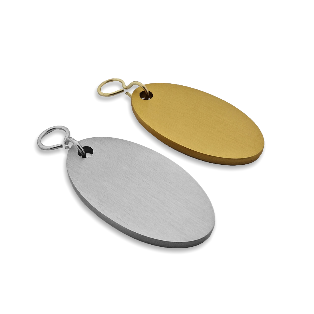 Blank Silver and Gold Aluminium Oval Shaped Key Tags