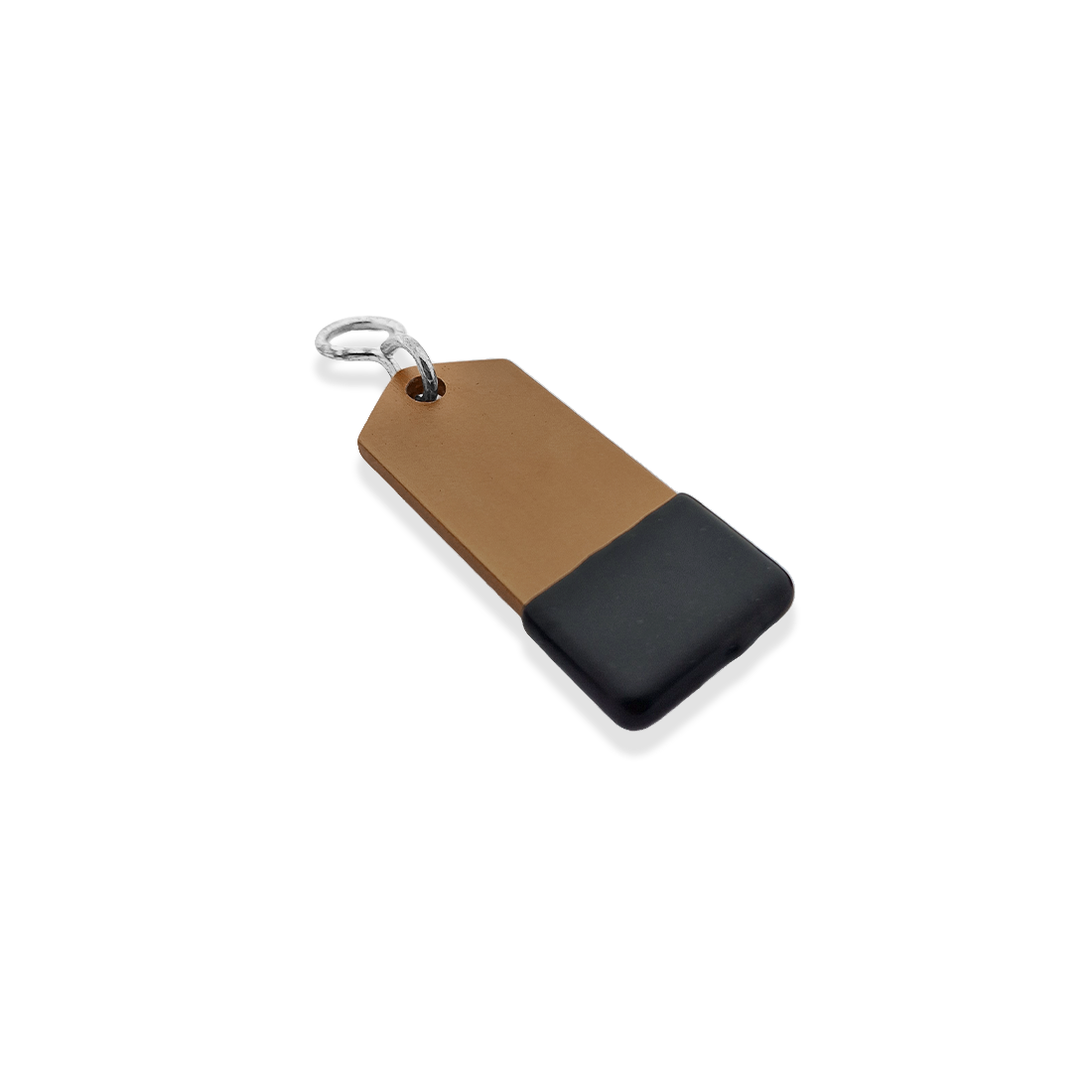 Bronze Aluminium Rectangle Hotel Key Tag With Rubber Cap 60mm Side View
