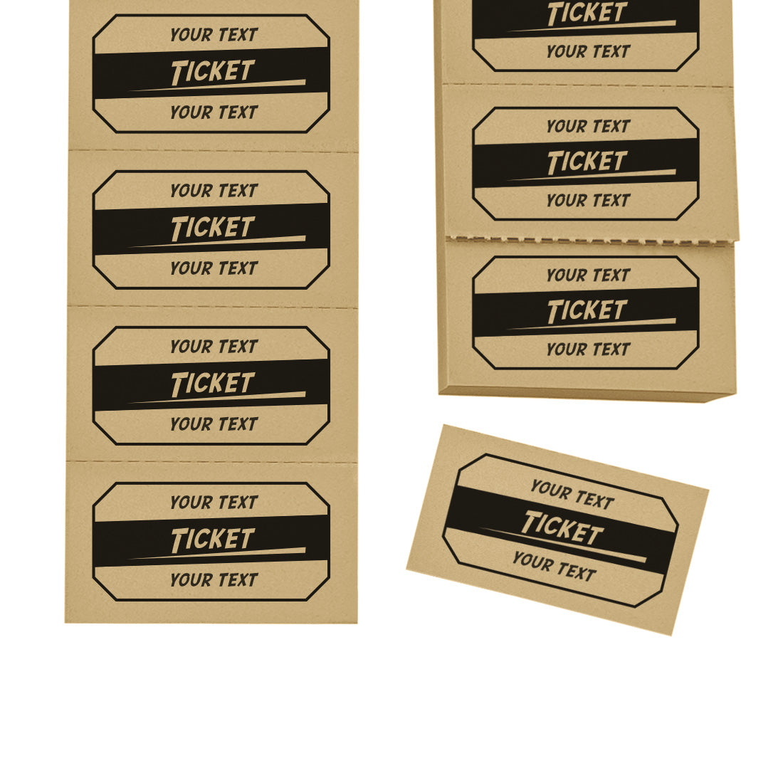 Custom Printed Tickets On Strips With Two Lines Of Custom Text - 1000 Tickets