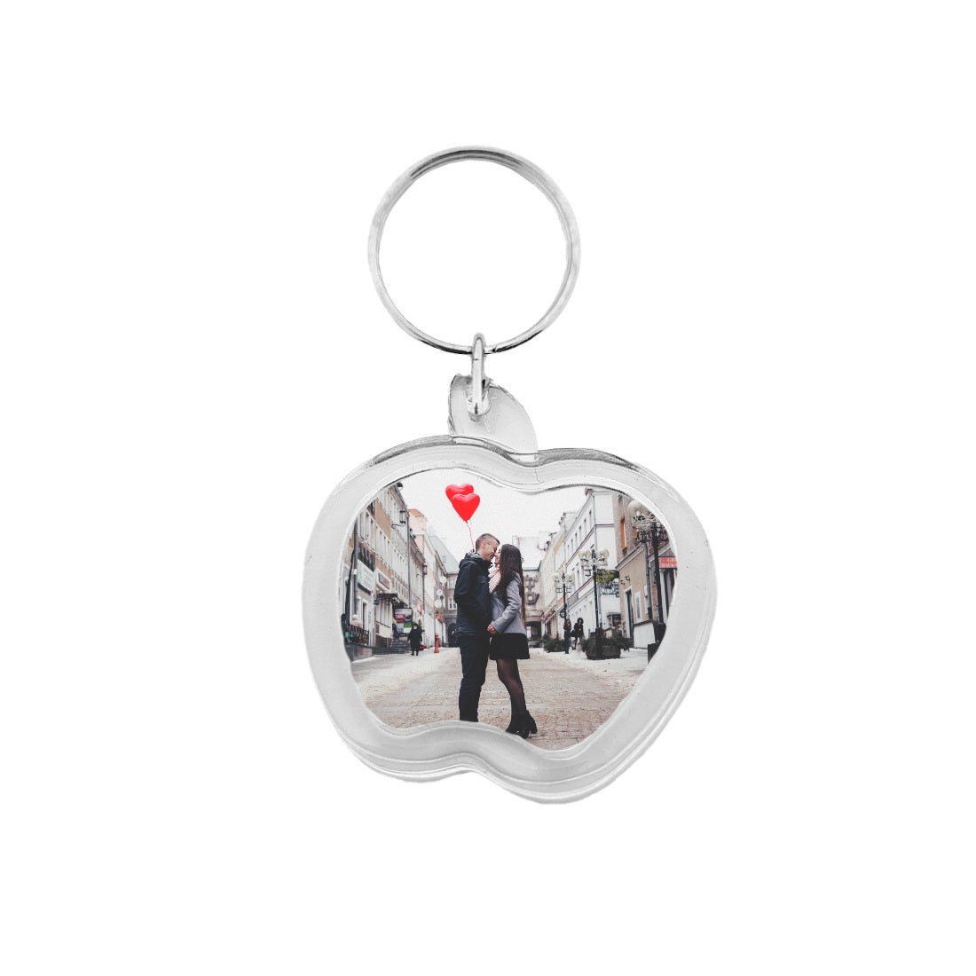 Personalised Acrylic Photo Frame Key Tag Apple Shape