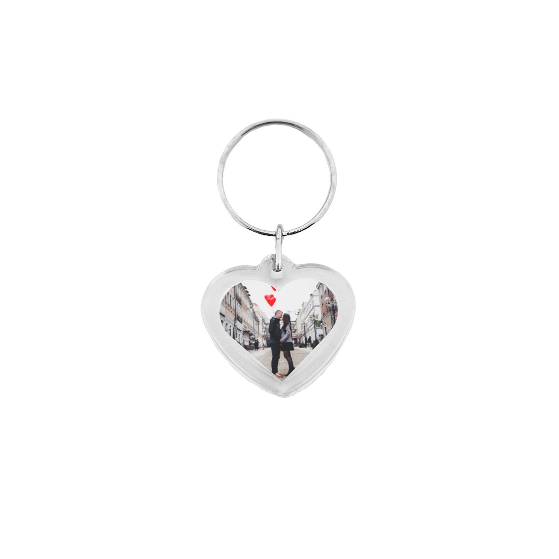 Custom Printed Acrylic Photo Frame Key Tags Heart-shaped 30x30mm