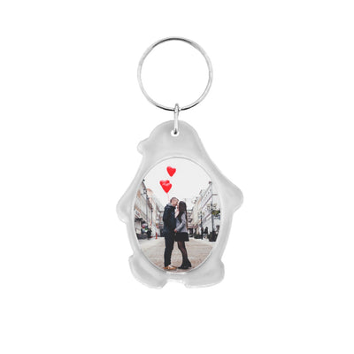 Custom Printed Acrylic Photo Frame Key Tags Penguin Shape