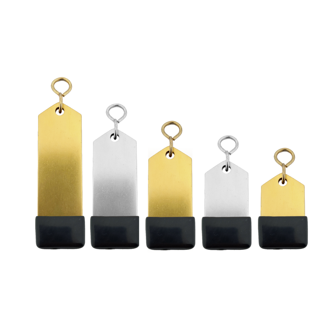 Collection Image All Gold and Silver Rectangular Hotel Key Tags With Black Rubber Cap