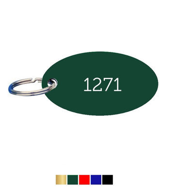 Oval Matt Coloured Aluminium Key Tags With Number Engraving Horizontal