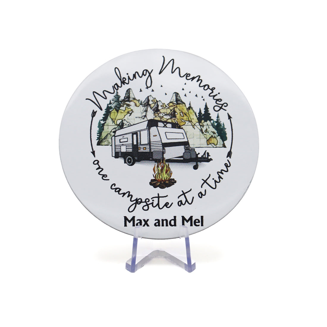 Round Ø75mm Aluminium Logo Plates Full Colour Engraved with Adhesive Tape