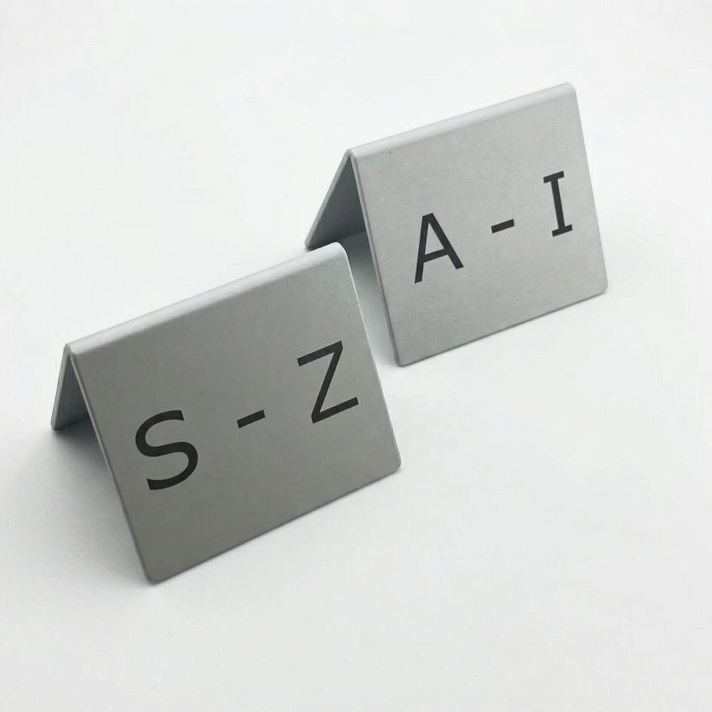 Aluminium A-frame Table Markers With Custom Black Laser Engraving 60x50mm