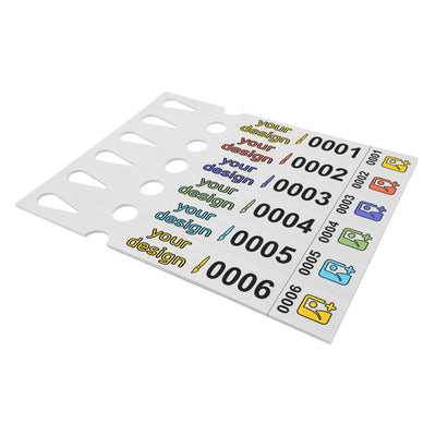 Custom Printed and Numbered Vinyl Plant Lock Loop Labels 250x33 With Tear Off Stud