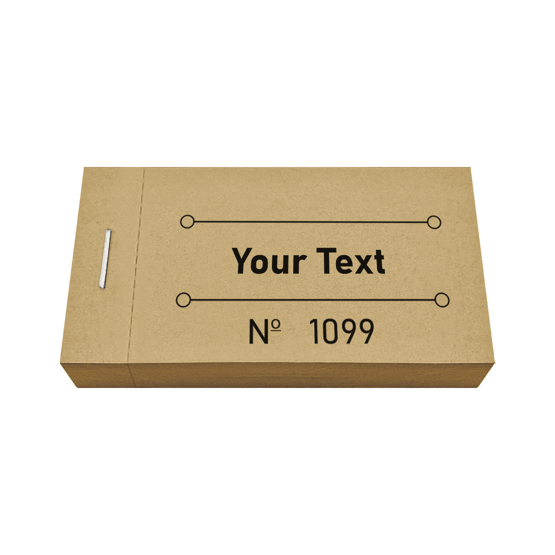Custom Printed Ticket Booklet With Your Text and Sequential Numbering Caramel Front View