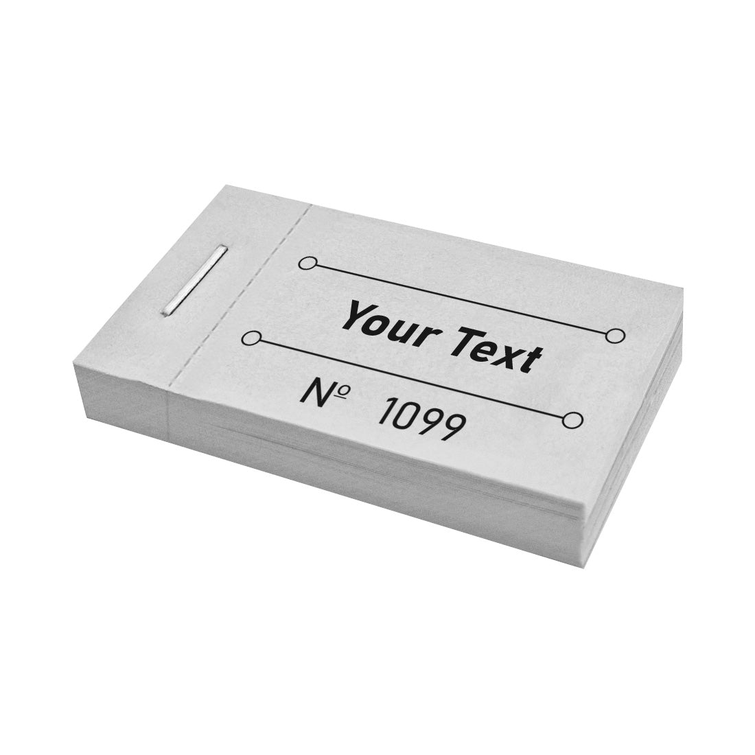 Custom Printed Ticket Books Light Grey With Your Text and Sequential Numbering Front Side View