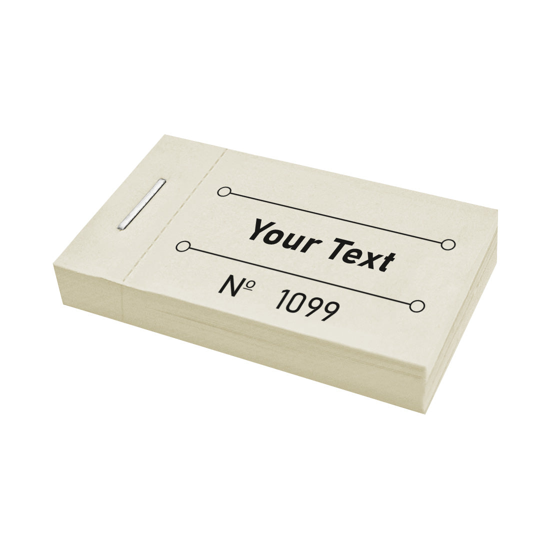 Custom Printed Ticket Books Pastel Yellow With Your Text and Sequential Numbering Front Side View