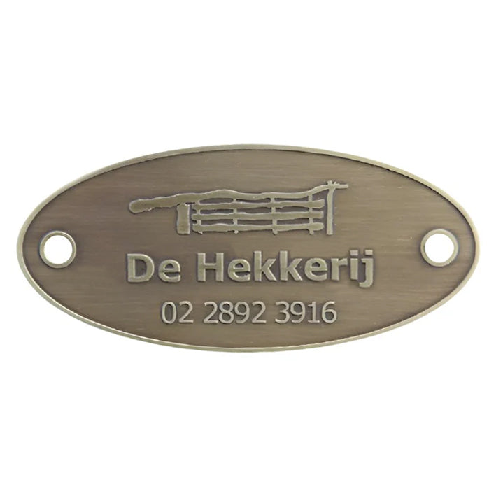 Oval/Rectangle Embossed Bronze Logo Tags