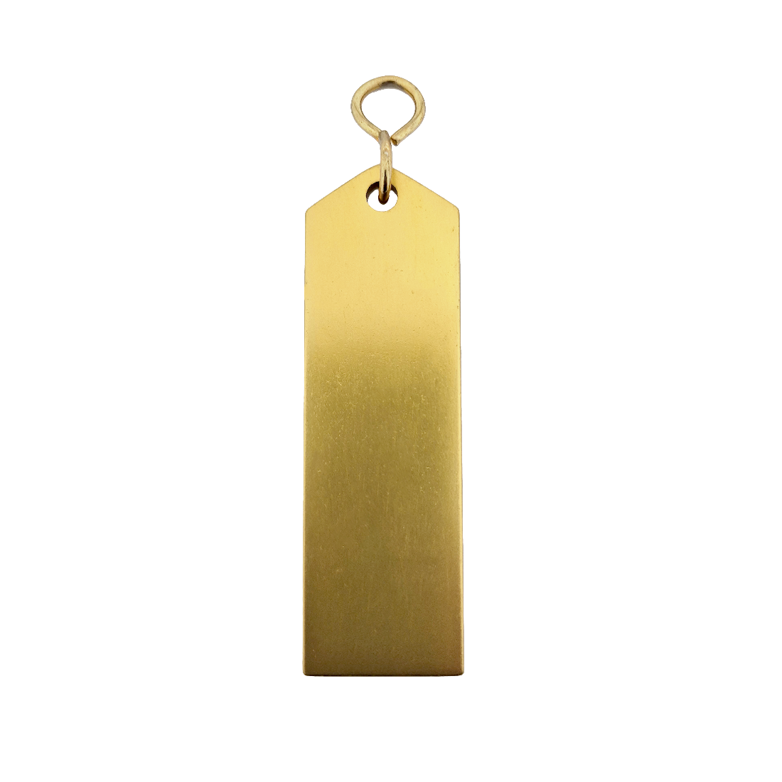 Gold Aluminium Rectangle Key Tag 100mm Front View On A White Background