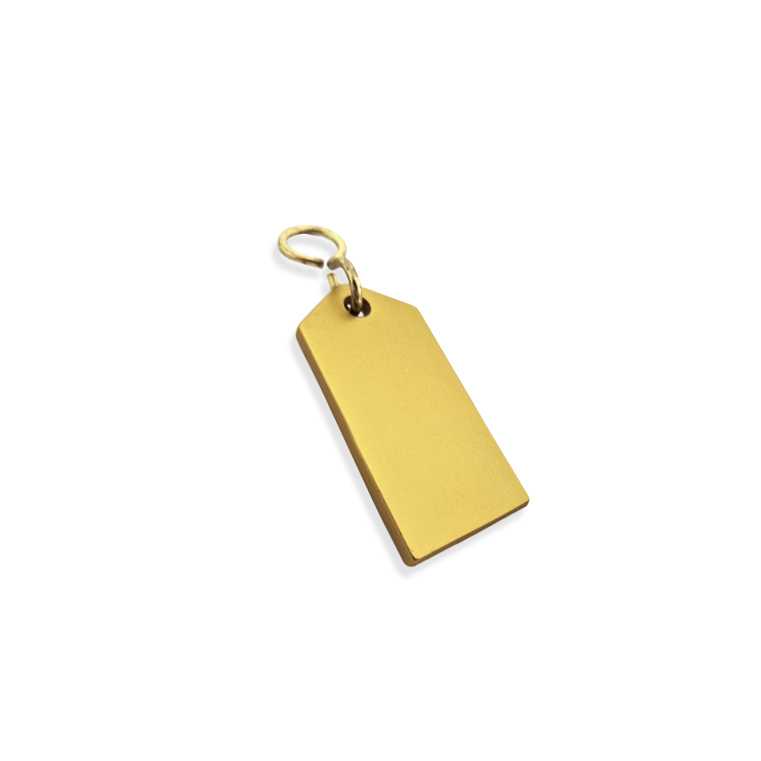 Gold Aluminium Rectangle Key Tag 60mm Side View
