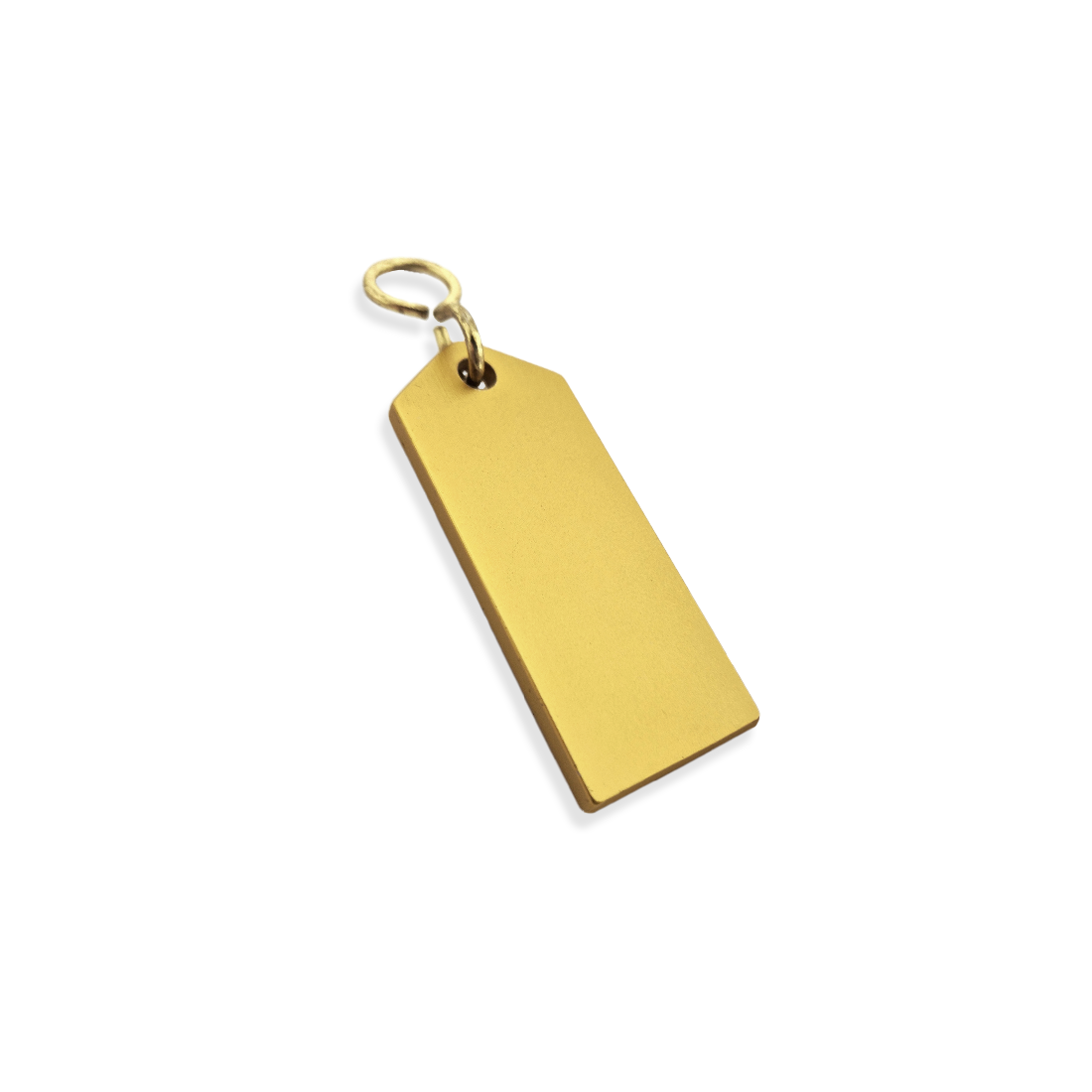 Gold Aluminium Rectangle Key Tag 70mm Side View