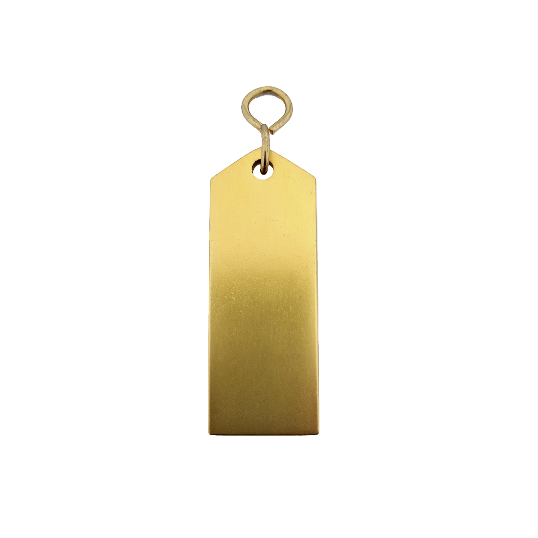Gold Aluminium Rectangle Key Tag 80mm Front View On A White Background