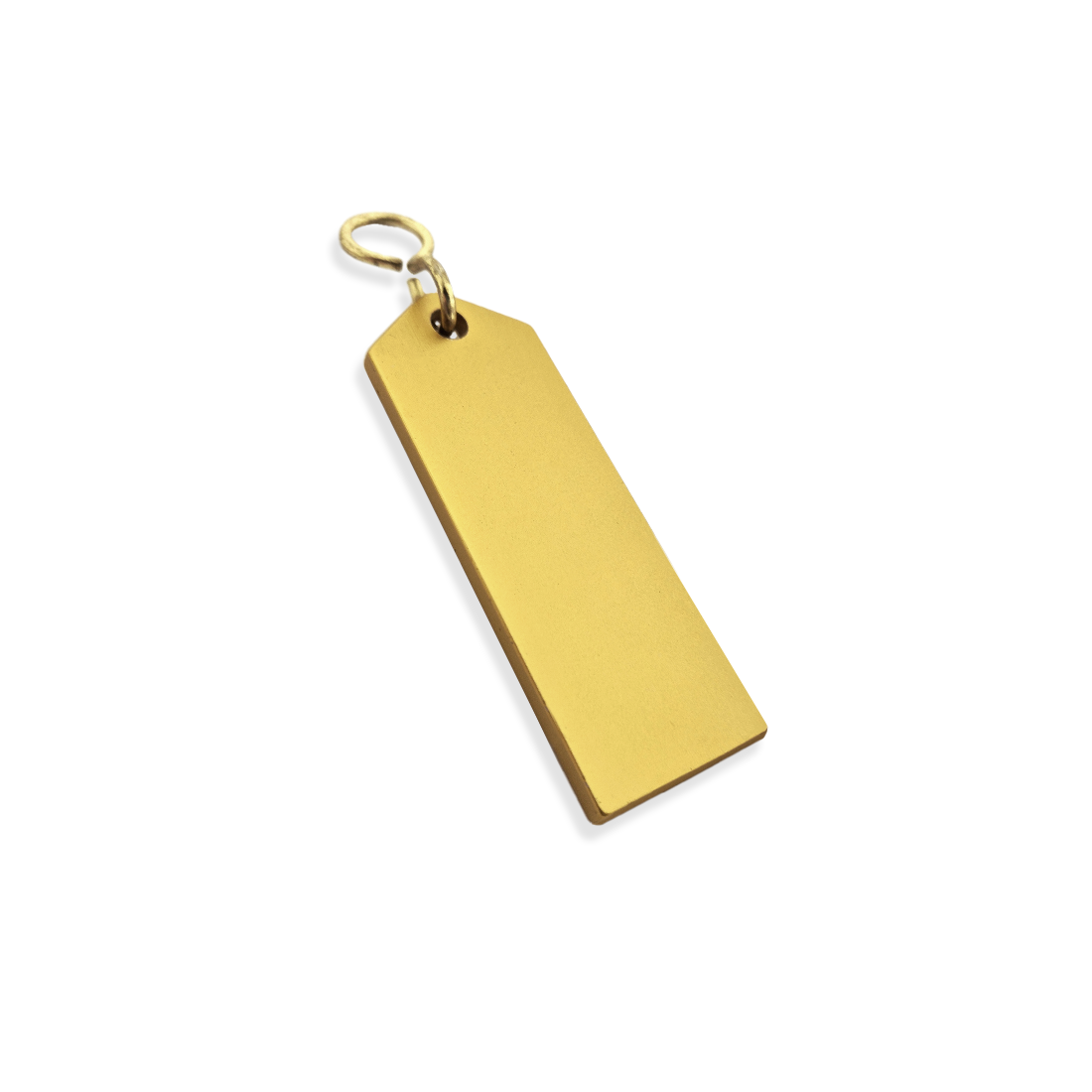 Gold Aluminium Rectangle Key Tag 80mm Side View