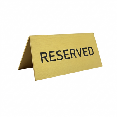 Reserved Table Sign Gold 100x50mm - Aluminium