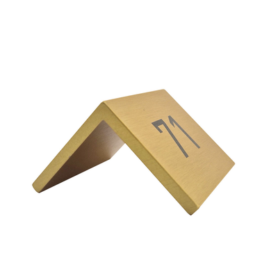 Gold Aluminium Table Number With Black Engraving Side View