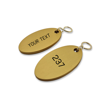 Custom Engraved Hotel Key Tags Gold 'Chantal' Oval Shape