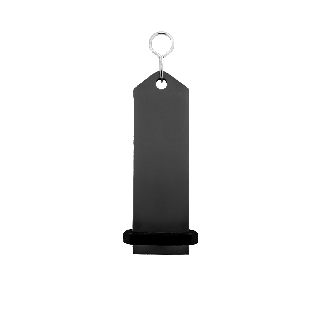 Large Black Aluminium Key Tag Rectangle 100x30mm With A silver S-hook Fastener and Black Rubber Ring