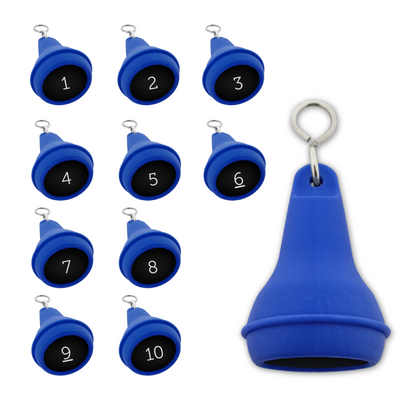 Large Plastic Key Tag Sets Numbered 1-10 Blue