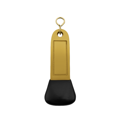 Large Gold Aluminium Key Tag With A Pre Engraved Frame and Gold S-hook Fastener Model Camber 115x30mm