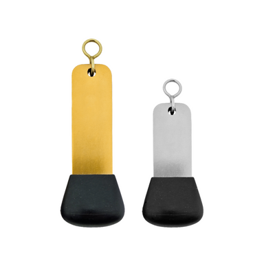Large Plain Gold And Silver Aluminium Hotel Key Tags With Rubber Cap and Matching S-hook Fastener Two Sizes.