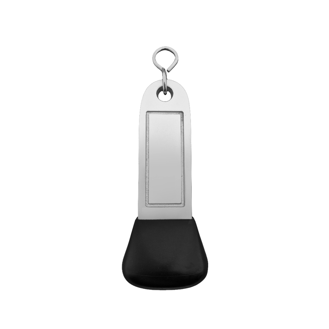 Large Silver Aluminium Hotel Key Tag With A Pre Engraved Frame and Silver S-hook Fastener Model Camber Frame 115x30mm