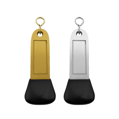 Large Silver and Gold Aluminium Key Tags With A Pre Engraved Frame Model Camber 115x30mm