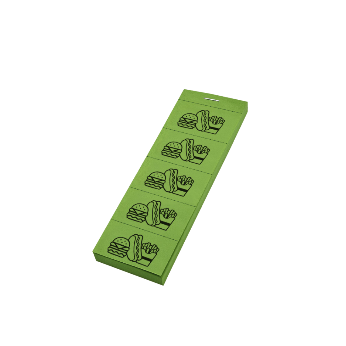 Paper Meal Vouchers Redemption Tickets 5 Tickets Green