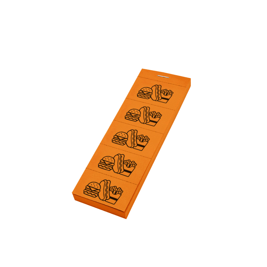 Paper Meal Vouchers Redemption Tickets 5 Tickets Orange