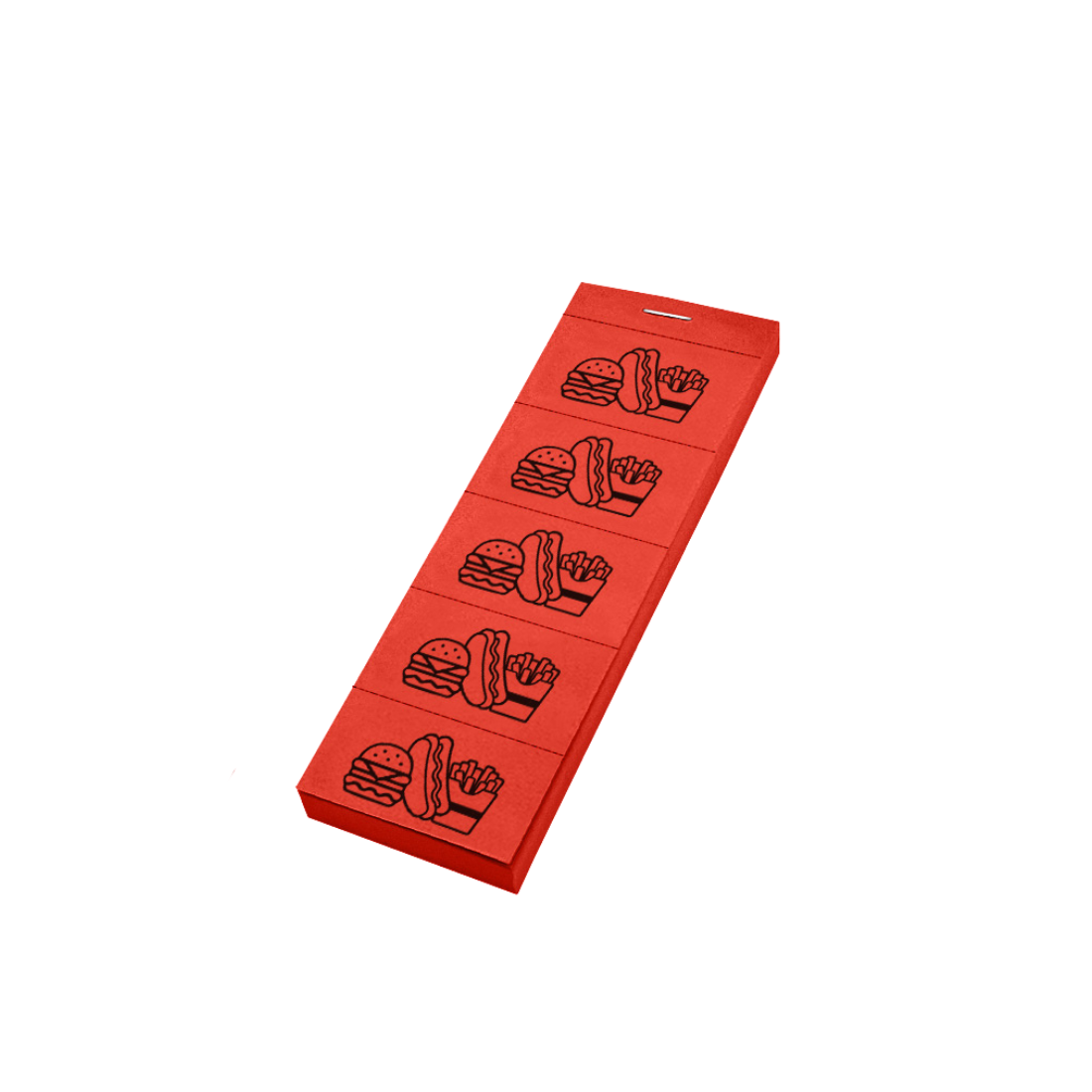 Paper Meal Vouchers Redemption Tickets 5 Tickets Red